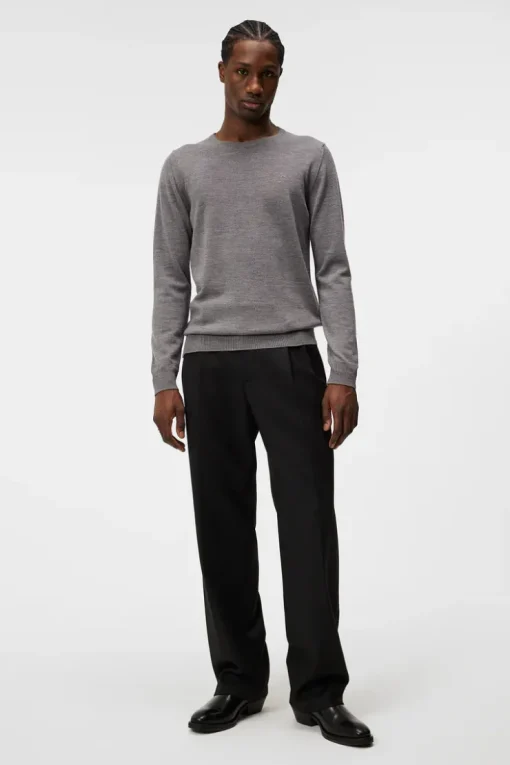 Knitwear|Tops<J.Lindeberg Lyle Merino Crew Neck Sweater GreyMelange