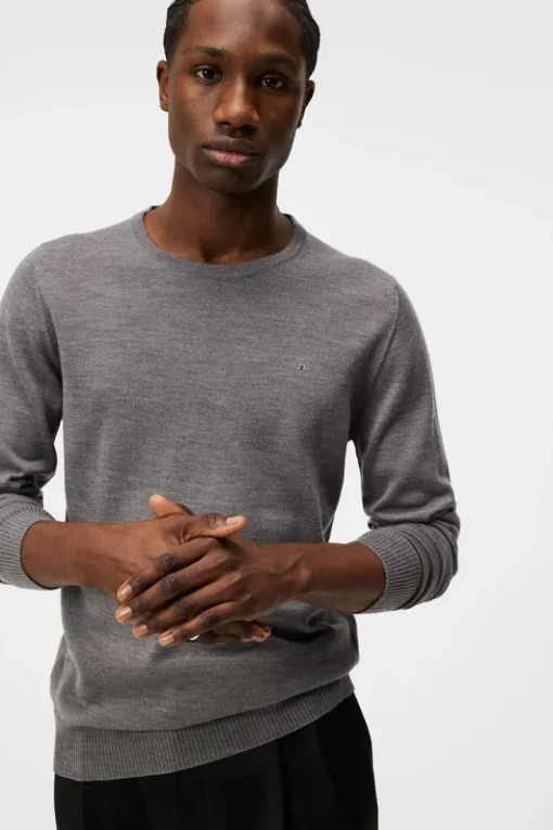 Knitwear|Tops<J.Lindeberg Lyle Merino Crew Neck Sweater GreyMelange