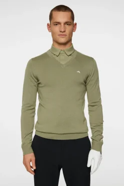 Golf|Knitwear<J.Lindeberg Lymann Knitted Sweater OilGreen
