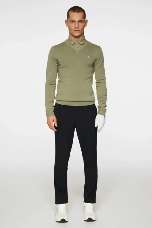 Golf|Knitwear<J.Lindeberg Lymann Knitted Sweater OilGreen