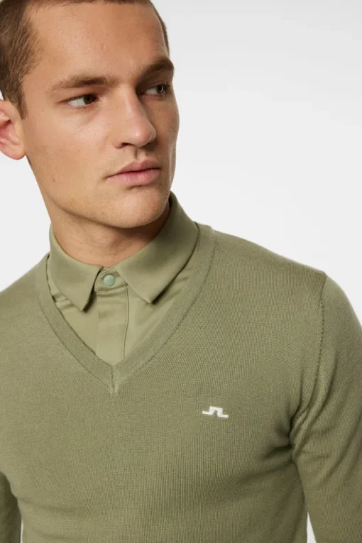 Golf|Knitwear<J.Lindeberg Lymann Knitted Sweater OilGreen