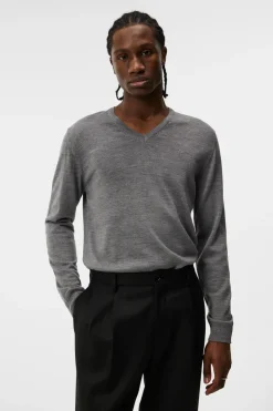 Tops|Knitwear<J.Lindeberg Lymann Merino V-neck Sweater GreyMelange