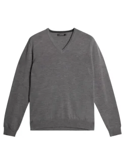 Tops|Knitwear<J.Lindeberg Lymann Merino V-neck Sweater GreyMelange