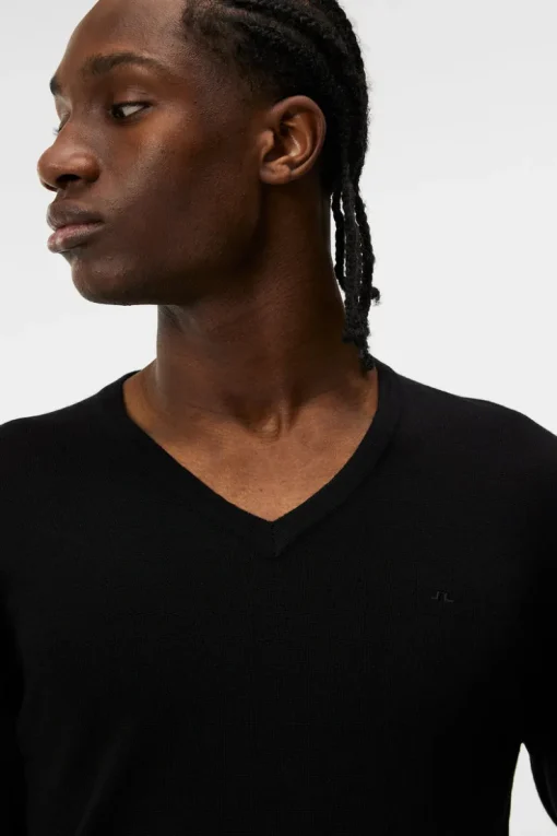 Tops|Knitwear<J.Lindeberg Lymann Merino V-neck Sweater Black