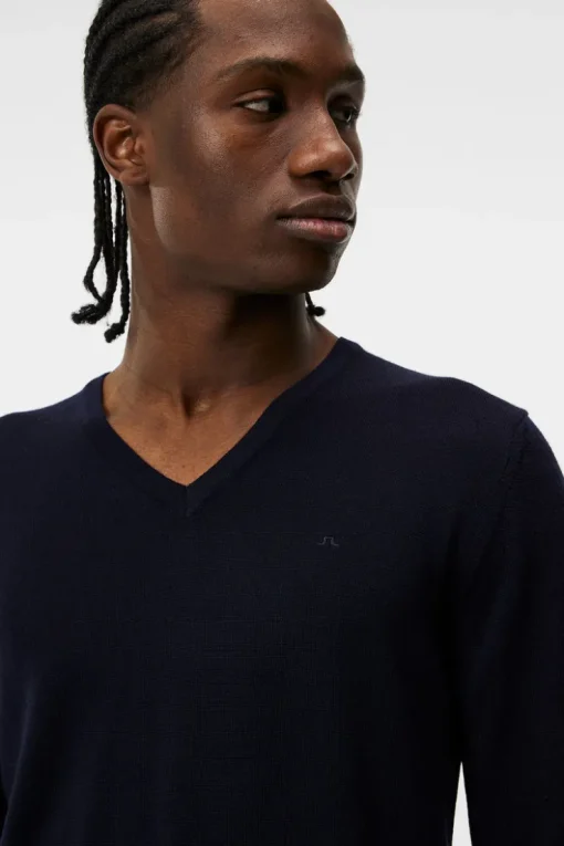 Knitwear|Tops<J.Lindeberg Lymann Merino V-neck Sweater Navy
