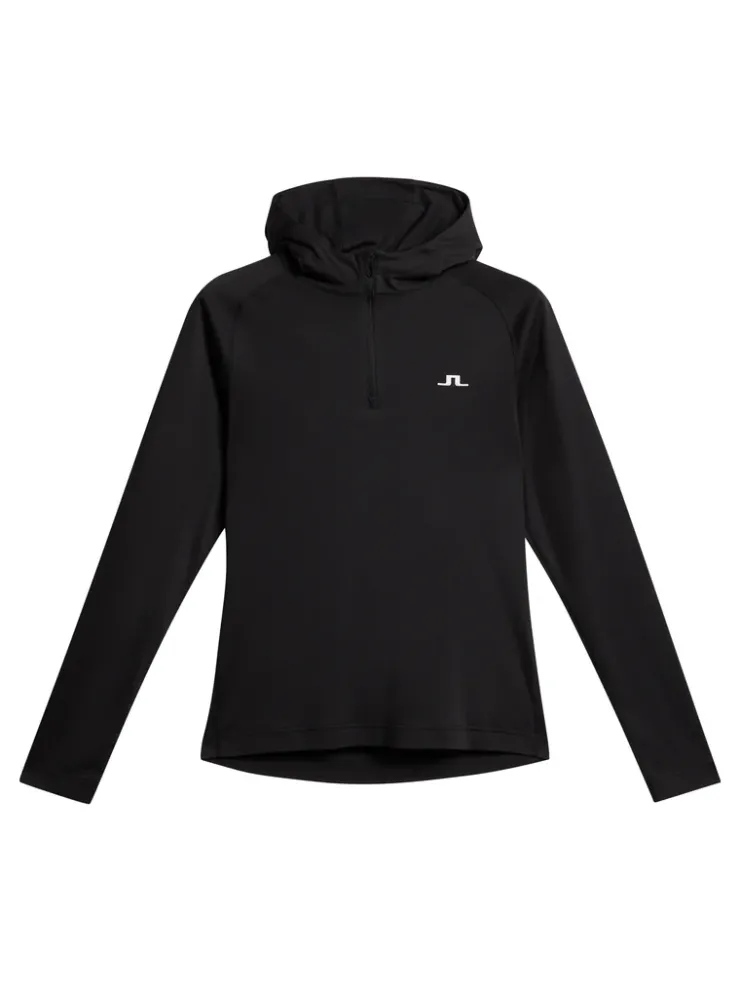 Golf|Base & Mid Layers<J.Lindeberg Mario Quarter Zip Hood Black