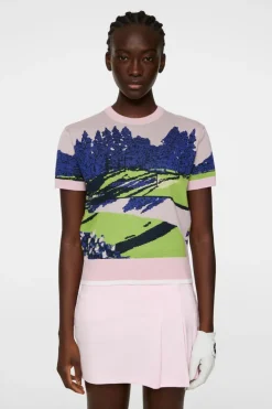 Golf|Knitwear<J.Lindeberg Nico Knitted Top WatercolorJacquardPink