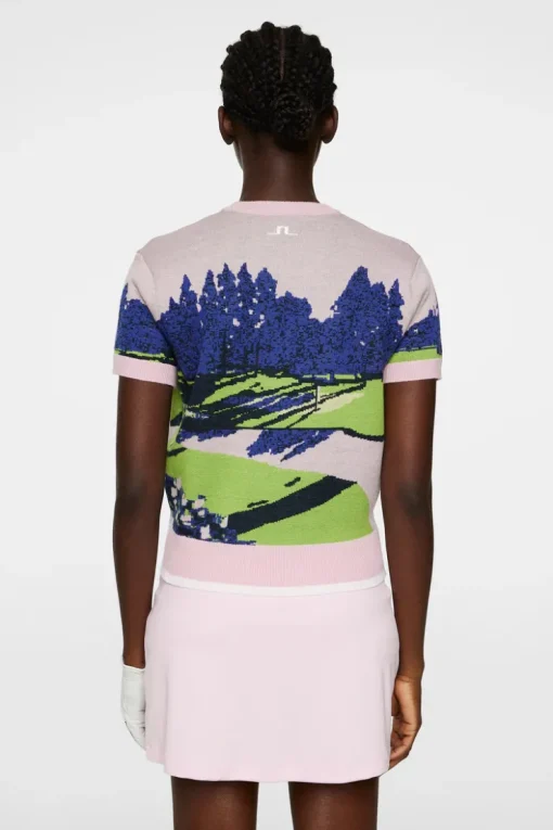 Golf|Knitwear<J.Lindeberg Nico Knitted Top WatercolorJacquardPink
