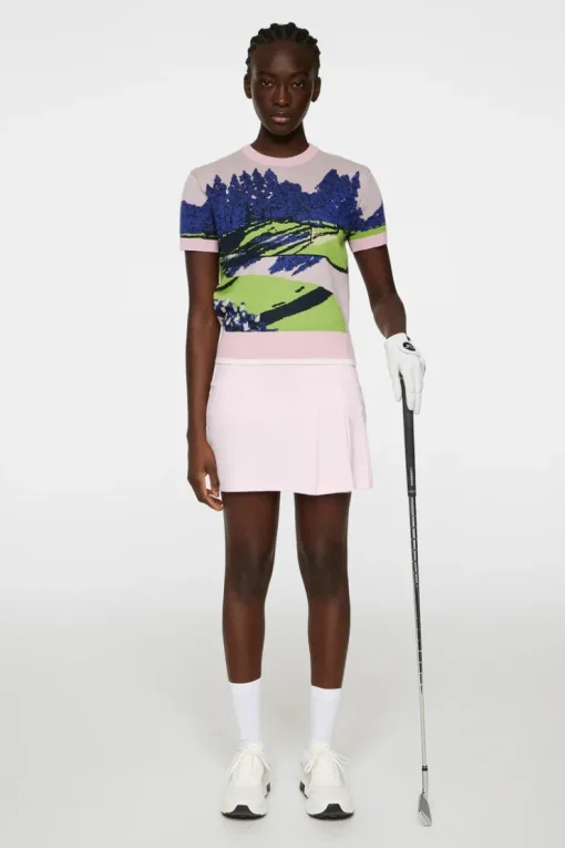 Golf|Knitwear<J.Lindeberg Nico Knitted Top WatercolorJacquardPink