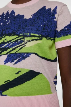 Golf|Knitwear<J.Lindeberg Nico Knitted Top WatercolorJacquardPink