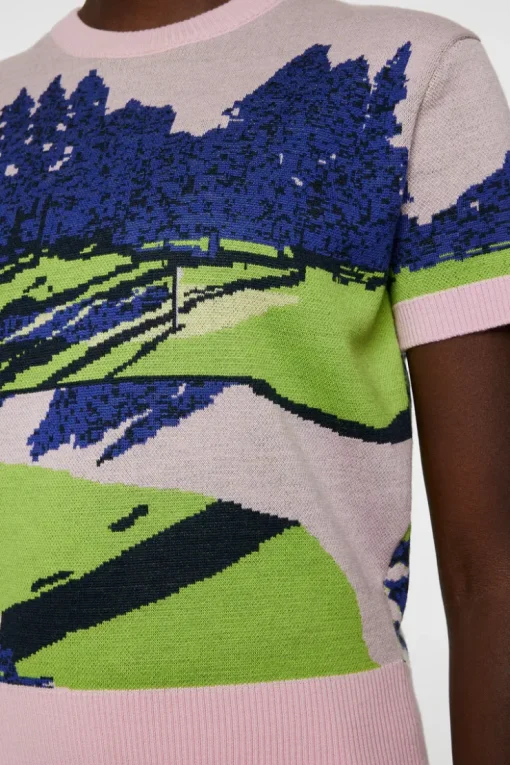 Golf|Knitwear<J.Lindeberg Nico Knitted Top WatercolorJacquardPink