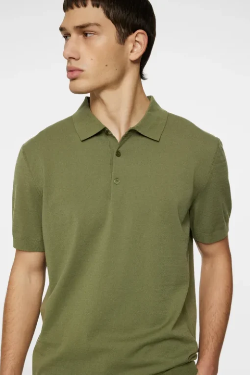 Polo Shirts|Knitwear<J.Lindeberg Ridge Knitted Polo Olivine