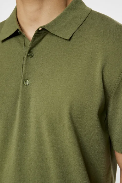 Polo Shirts|Knitwear<J.Lindeberg Ridge Knitted Polo Olivine