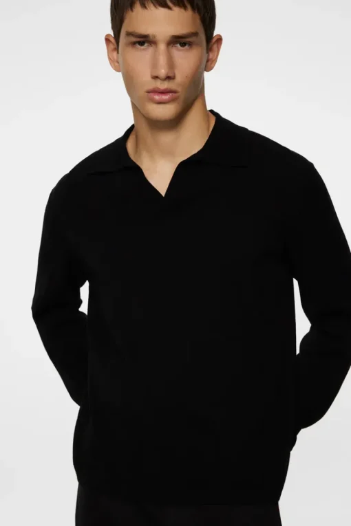Knitwear|Tops<J.Lindeberg Rowan LS Polo Black