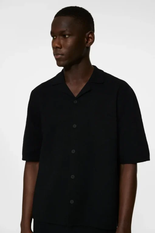 Knitwear|Tops<J.Lindeberg Sal Knitted Boucle Shirt Black