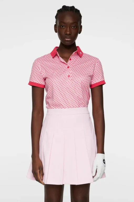 Golf|Tops<J.Lindeberg Tour Tech Print Polo TourGeoPinkS