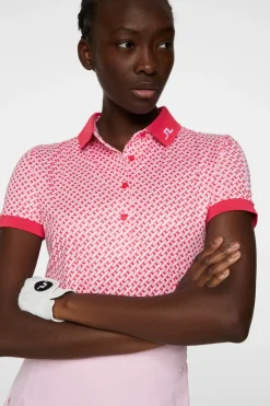 Golf|Tops<J.Lindeberg Tour Tech Print Polo TourGeoPinkS