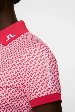Golf|Tops<J.Lindeberg Tour Tech Print Polo TourGeoPinkS