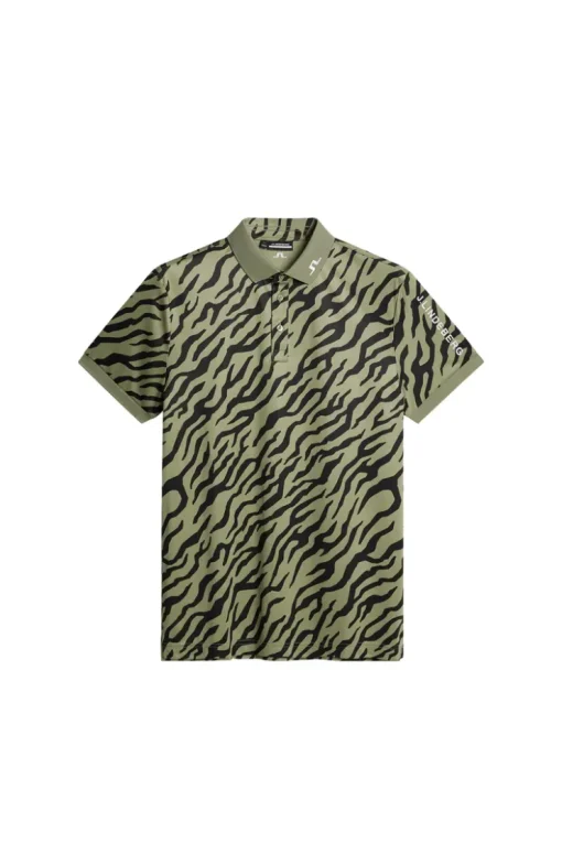 Golf|Polo Shirts<J.Lindeberg Tour Tech Print Polo TourTigerOliveM