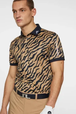 Golf|Polo Shirts<J.Lindeberg Tour Tech Print Polo TourTigerBrownM