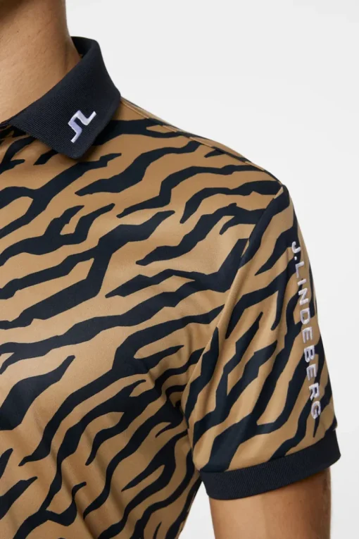 Golf|Polo Shirts<J.Lindeberg Tour Tech Print Polo TourTigerBrownM