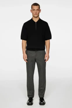 Polo Shirts|Knitwear<J.Lindeberg Tyler Quarter Zip Knit Polo Black