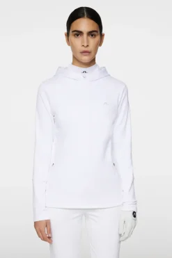 Golf|Base & Mid Layers<J.Lindeberg W Aerial Quarter Zip Hood White