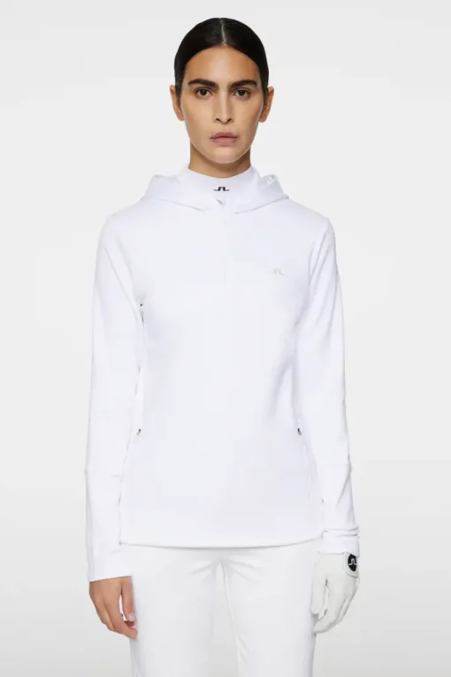 Golf|Base & Mid Layers<J.Lindeberg W Aerial Quarter Zip Hood White