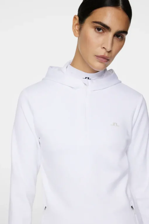 Golf|Base & Mid Layers<J.Lindeberg W Aerial Quarter Zip Hood White