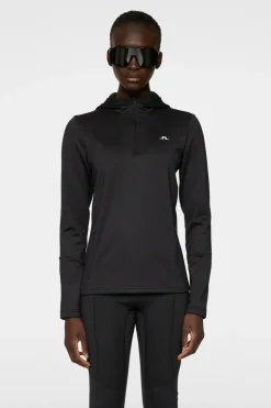 Ski|Base & Mid Layers<J.Lindeberg W Aerial Quarter Zip Hood Black