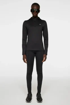 Ski|Base & Mid Layers<J.Lindeberg W Aerial Quarter Zip Hood Black