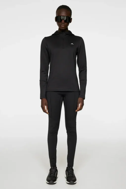 Ski|Base & Mid Layers<J.Lindeberg W Aerial Quarter Zip Hood Black