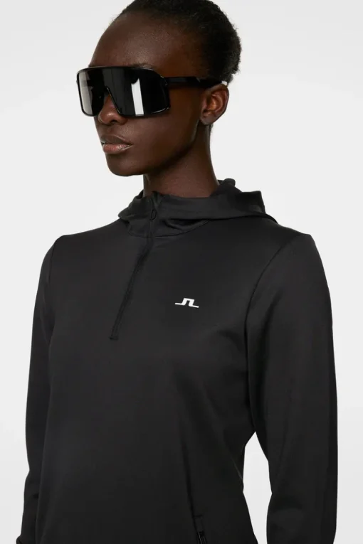 Ski|Base & Mid Layers<J.Lindeberg W Aerial Quarter Zip Hood Black