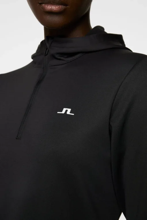Ski|Base & Mid Layers<J.Lindeberg W Aerial Quarter Zip Hood Black