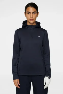 Golf|Ski<J.Lindeberg W Aerial Quarter Zip Hood JLNavy