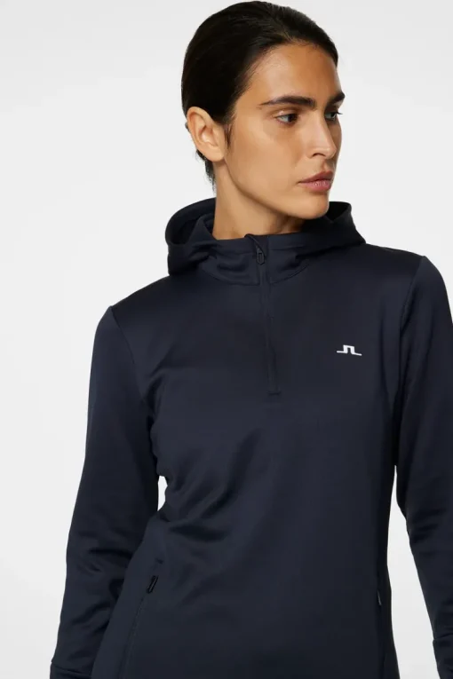 Golf|Ski<J.Lindeberg W Aerial Quarter Zip Hood JLNavy