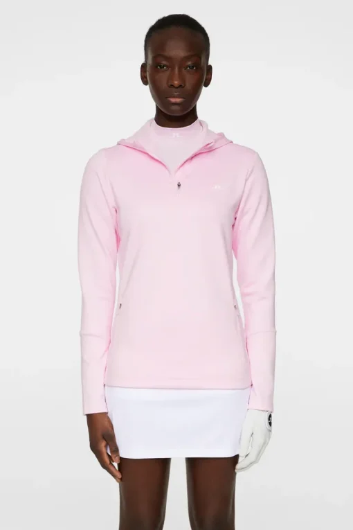 Golf|Base & Mid Layers<J.Lindeberg W Aerial Quarter Zip Hood Nosegay
