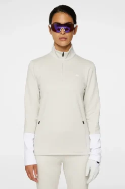 Golf|Ski<J.Lindeberg W Aerial Quarter Zip Mid Layer Moonbeam