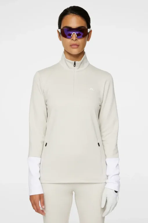 Golf|Ski<J.Lindeberg W Aerial Quarter Zip Mid Layer Moonbeam