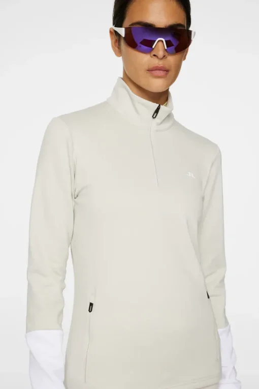 Golf|Ski<J.Lindeberg W Aerial Quarter Zip Mid Layer Moonbeam