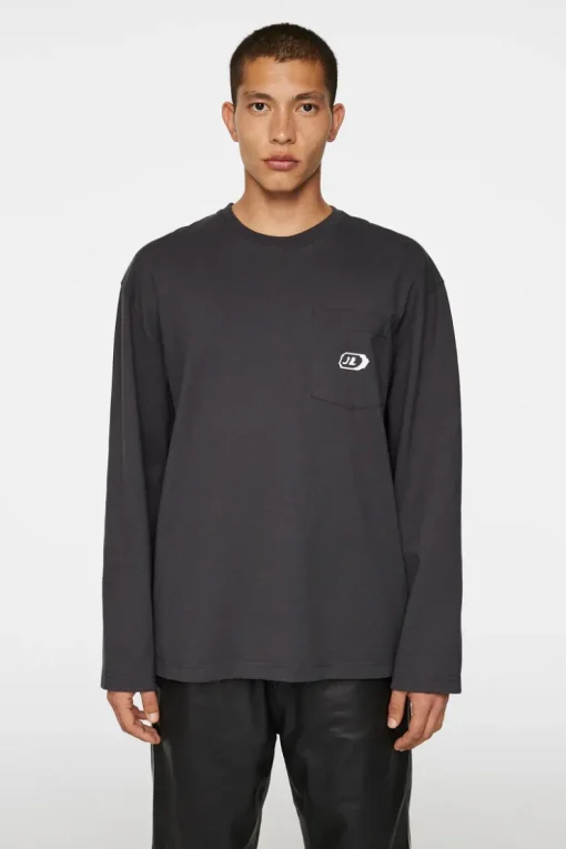 T-shirts<J.Lindeberg Walsh LS Pocket Tee WashedBlack