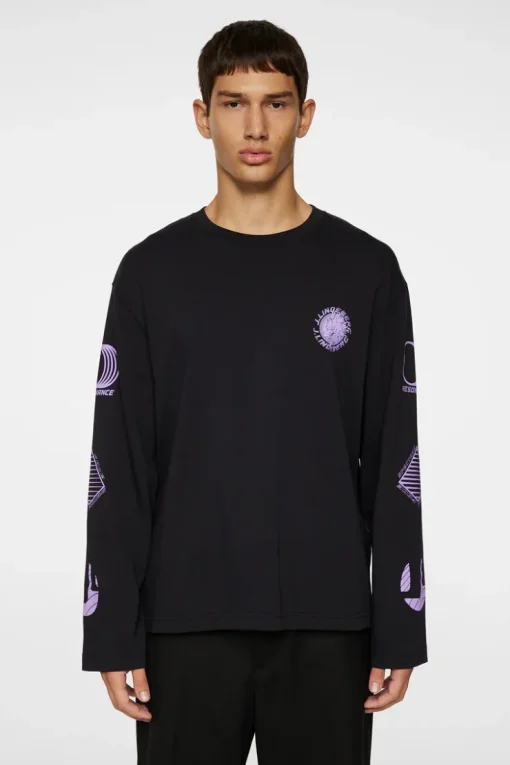 Tops|T-shirts<J.Lindeberg Walsh LS Print T-shirt Black