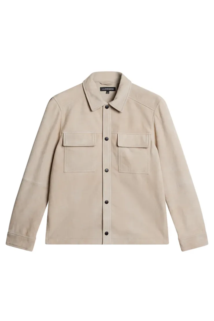 Jackets|Outerwear<J.Lindeberg Wilden Suede Overshirt Moonbeam