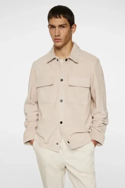 Jackets|Outerwear<J.Lindeberg Wilden Suede Overshirt Moonbeam