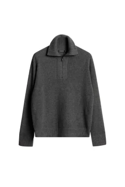 Après Ski<J.Lindeberg Wilmer Quarter Zip Knit MidGreyMelange