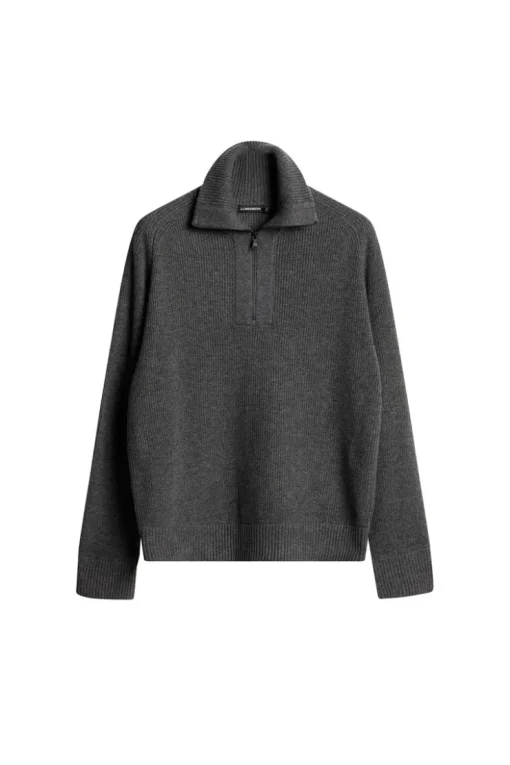Après Ski<J.Lindeberg Wilmer Quarter Zip Knit MidGreyMelange