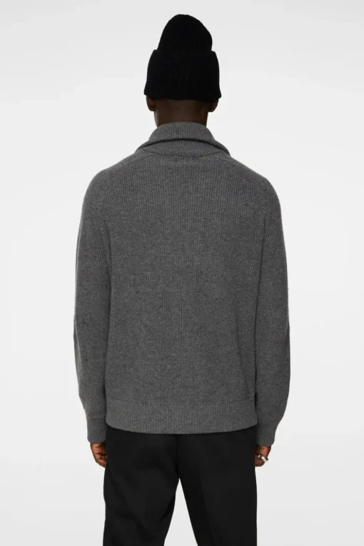 Après Ski<J.Lindeberg Wilmer Quarter Zip Knit MidGreyMelange