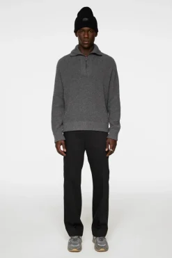 Après Ski<J.Lindeberg Wilmer Quarter Zip Knit MidGreyMelange
