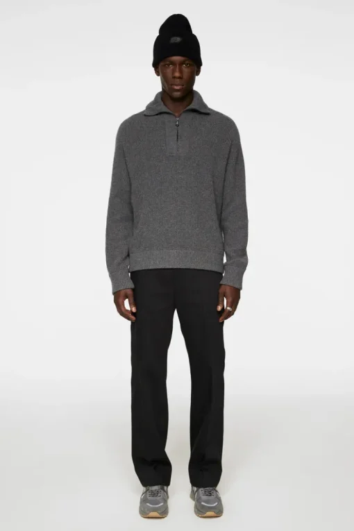 Après Ski<J.Lindeberg Wilmer Quarter Zip Knit MidGreyMelange