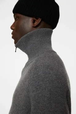 Après Ski<J.Lindeberg Wilmer Quarter Zip Knit MidGreyMelange